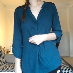 Turquoise blouse with studs